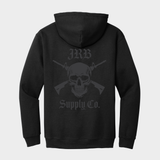back black skull and rifle stealth hoodie