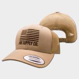 both front and back khaki trucker hat