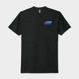 wheelin tee black with blue graphics front