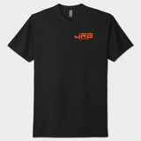 Black t-shirt with orange logo