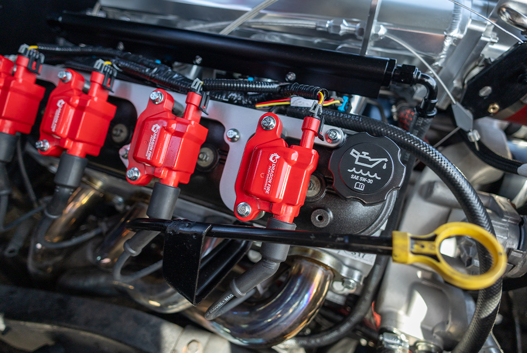 LS engine with red coil packs