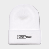 JRB 50 CAL bullet knit beanie white with black logo