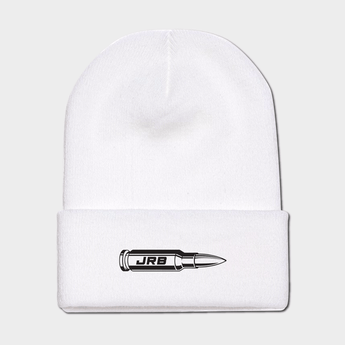 JRB 50 CAL bullet knit beanie white with black logo