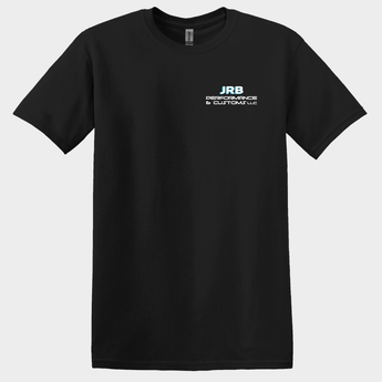 Black t-shirt with 'JRB Performance Customs' logo on a white background