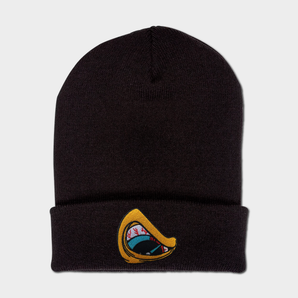 black beanie with beast eye logo