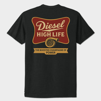 Black t-shirt with 'Diesel High Life' graphic design