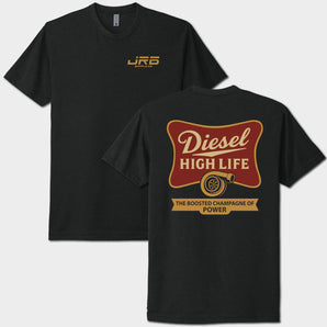Black t-shirt with 'Diesel High Life' graphic