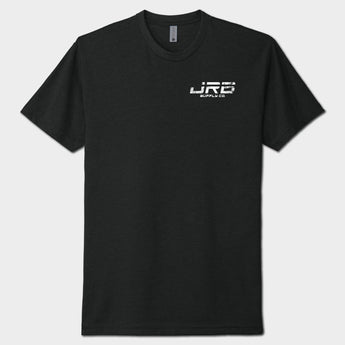 Black t-shirt with a white logo 