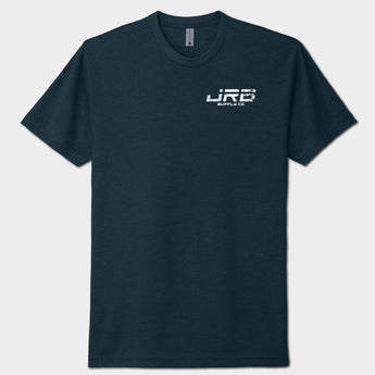 Navy blue t-shirt with a white logo