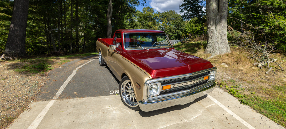Exterior view of the JRB9 1969 Chevrolet C20 restomod pickup truck