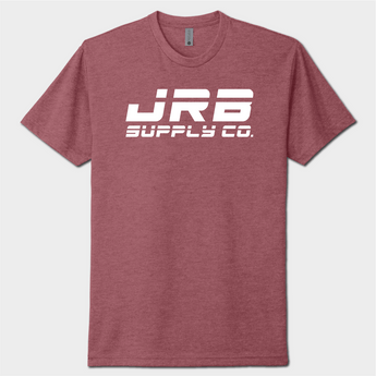 front of jrb supply tshirt rose gold with white logo