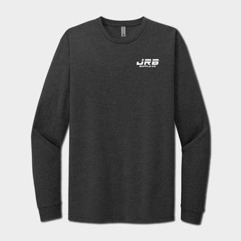 Front of JRBcollab long sleeve shirt black with white logo