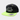 angled view of JRB customs snapback hat black and lime green