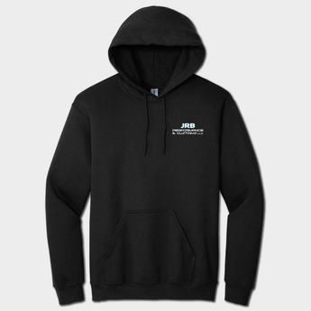 black front of JRB Customs hoodie with logos and graphics