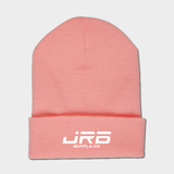 pink beanie with JRB Supply Co logo
