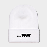 white beanie with JRB Supply Co logo