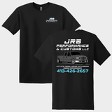 JRB Team black t-shirt front and back with company logos