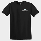 JRB Team black t-shirt front with company logo