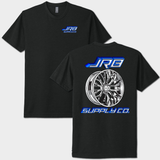 wheelin tee black with blue graphics front and back