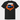 Black t-shirt with a blue truck graphic on an orange background