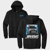 front and back black JRB6 hoodie with logo and graphics