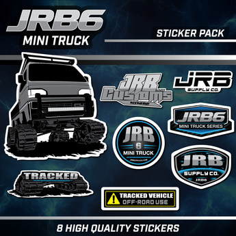 sticker pack for JRB6 mini truck containing 8 various stickers