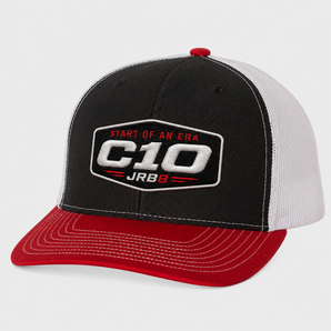 Black red white C10 trucker hat