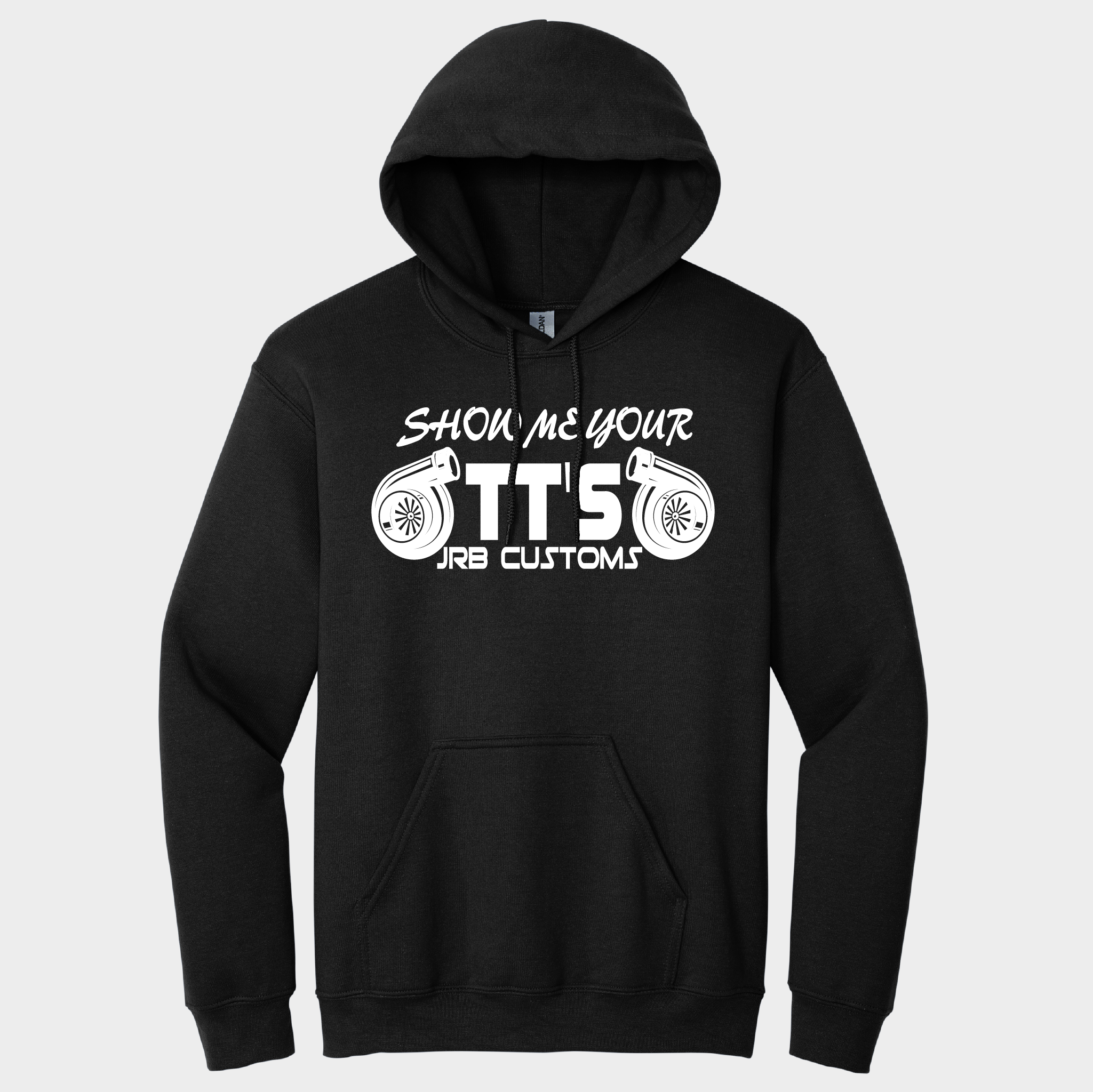 front of jrb customs show me your TT's hoodie black with white graphics