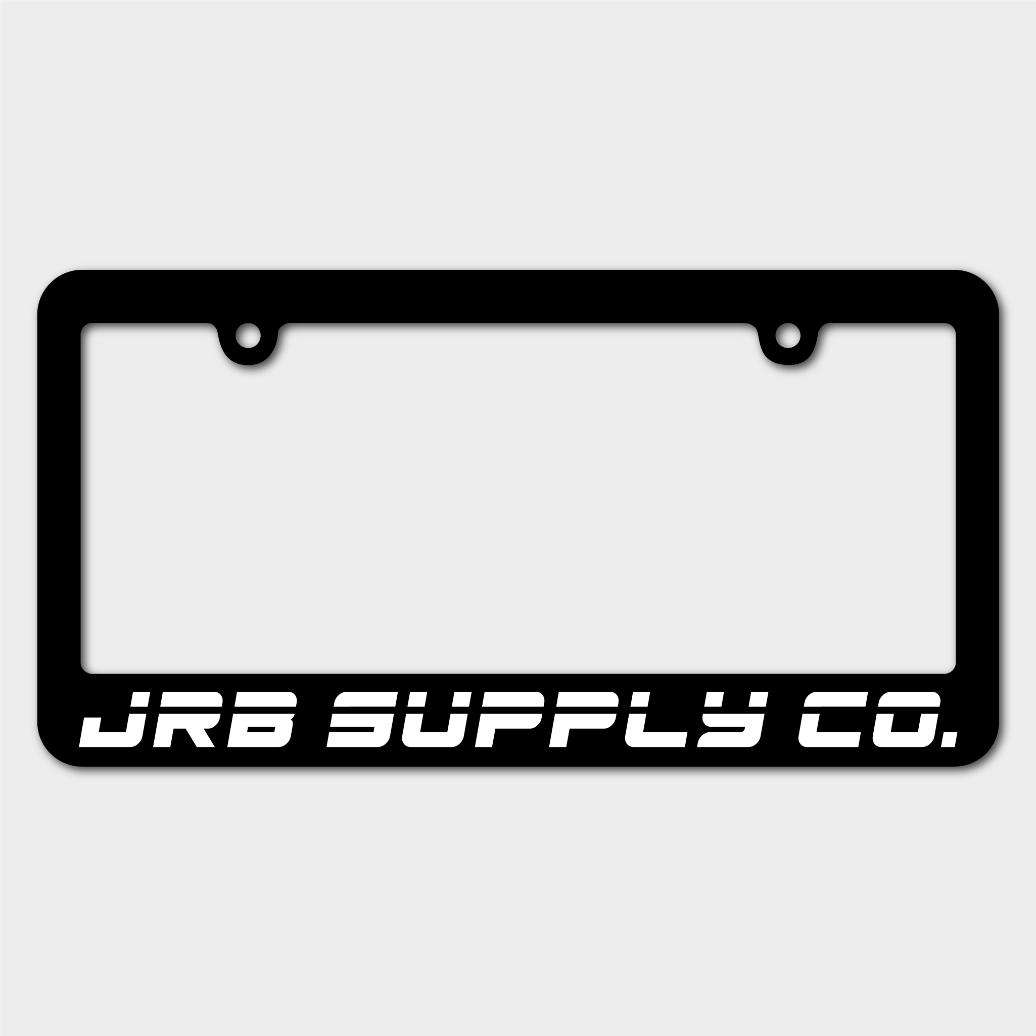 jrb supply license plate black with white text