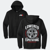 Black Lowered Expectations hoodie front and back