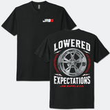 Black Lowered Expectations tee front and back