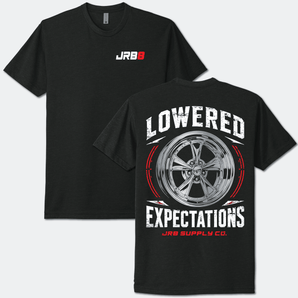 Black Lowered Expectations tee front and back