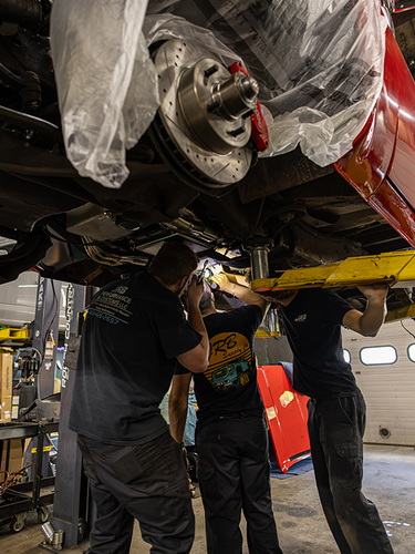 Red C10 on shop lift