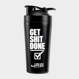 jrb supply co metal protein shaker black with white logo