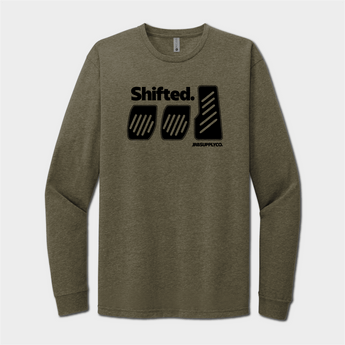 Shift three pedals long sleeve shirt green with black graphics