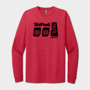 Shift three pedals long sleeve shirt red with black graphics