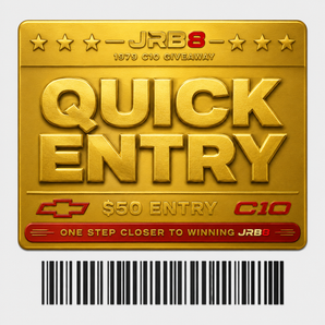 Promotional standard entry ticket for Giveaways with blue text and logo.