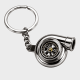 Silver turbocharger keychain