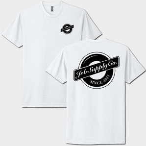 front and back white vintage supply co t-shirt