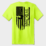 hiviz green back We The People t-shirt