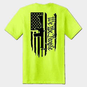 hiviz green back We The People t-shirt