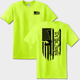 hiviz green front and back We The People t-shirt