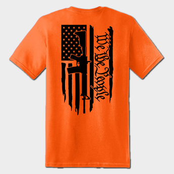 hiviz orange back We The People t-shirt
