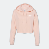 Light pink blush colored hoodie with 'JRB' logo