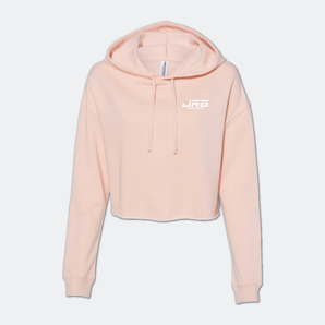 Light pink blush colored hoodie with 'JRB' logo