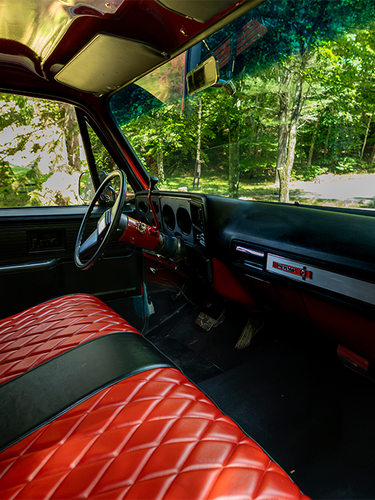 Red C10 interior and dashboard