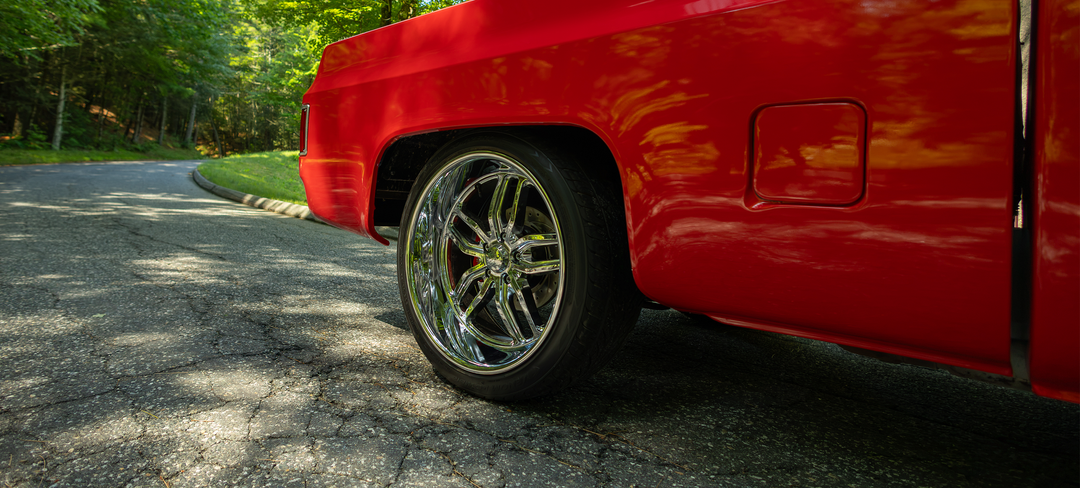 Red C10 side and rear wheel