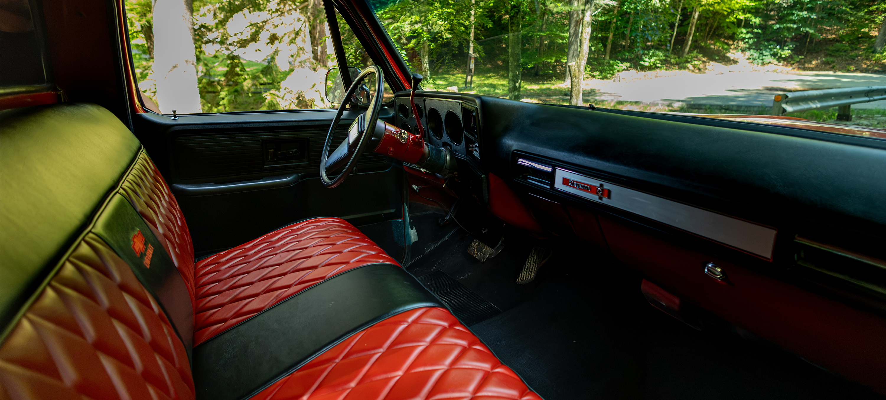 Red quilted C10 interior